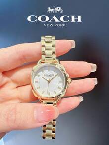 Tatum Series Women's Quartz Watch, Gold Tone Case Gold Stainless Steel Band White Dial - Gold - View 2