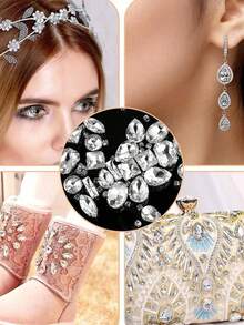 240 piezas de cristal de Rhinestone de gemas de formas mixtas, Rhinestones de garra plana transparente para joyería, ropa, zapatos y disfraces - transparente - Ver 6