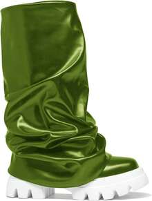 Women's Platform Round Toe Mid Calf Boots With Chunky Heel - M-green - View 7