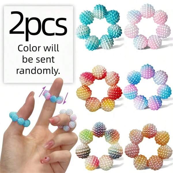 2 piezas Juego de anillos sensoriales de cuentas coloridas - Ajustable, alivia la ansiedad, reconfortante para la mente y el Body, opciones de varios colores para adultos, ideal masajeador de dedos para trabajadores de oficina - Color aleatorio