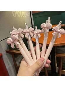6支装领结派对圆珠笔套装 - 可爱粉色高品质领结系列按动式圆珠笔，派对礼品，返校必备，绘图笔，文具，时尚用品，纪念品，多件套派对礼盒 - 查看 7