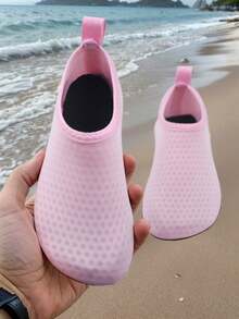 1双儿童户外沙滩防滑舒适透气卡通动物图案可爱女童瑜伽鞋、舞蹈鞋 - 粉色 - 查看 11