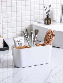 Makeup Organizer Box, Makeup Brush Holder, Desktop Vanity Makeup Brush Storage Rack, Can Store Makeup Brushes, Cosmetics, Toothbrush, Toothpaste, Comb And Razor, Home Bathroom Decor - Ideal For Valentine's Day Gift Or Back To School Organization - Multicolor - View 5