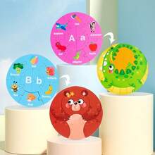 Puzzle Educational Toys, Double-Sided Numeral & Alphabet Learning Puzzle Box Set, Round Shape, For Boys & Girls, Cognitive Development - Multicolor - View 5