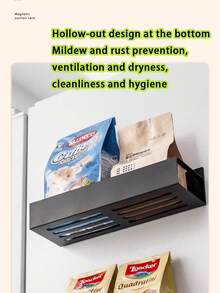 1/4pcs Magnetic Storage Rack, Kitchen Organizer Rack, Refrigerator Side Magnetic Storage Rack, Multi-Function Storage Rack, Magnetic Storage Rack, Magnetic Refrigerator Organizer Rack, Spice Storage Box, Multi-Function Fashion Storage Rack, Black No-Drill Storage Rack. Suitable For Cabinet, Refrigerator, Oven, Washing Machine, Microwave Oven Side, Used For Kitchen Spice Storage - Multicolor - View 8