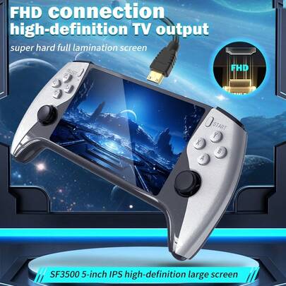 Máy chơi game cầm tay đa chức năng 5 inch IPS HD kiểu cổ điển SF3500 hỗ trợ nhiều hệ máy với cổng FHD và bộ xử lý lõi kép.