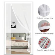 1 tấm rèm chống muỗi màu trắng mở ngang, rèm chống muỗi từ tính không cần khoan, kiểu dáng mới năm 2026, rèm cửa sổ và cửa ra vào tự dính từ tính mạnh mẽ, dùng trong nhà. - trắng - Xem 14