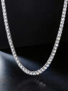 1pc 4mm Tennis Chain, Zinc Alloy Multi-Layer Chain Necklace For Men, Rock Hip Hop Rap Style, Classic Design Ensures Versatility And Practicality, Presents Unparalleled Brilliant Luster, Suitable As Friend Gathering, Birthday, Party Gift - Fashion Tennis Chain - View 14