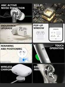 New Air5 ANC Wireless Earbuds (-36dB Noise Cancelling), 33H Playtime, High-Fidelity Sound, Waterproof Earphones - Thế hệ thứ 5 - Xem 9