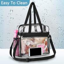 Ladies' Handbags, Beauty Bags, Briefcases, Daily Necessities Storage Bags, Tote Bags For Women, Shoulder Bag, Cartera, Large Tote Bag, Elegant Women's Handbag, Purses And Bags Women, Shoulder Bags For Women, Women Bags,Hand Bags,Cross Body Bag,Suitable For Outdoor Activities, Travel, Commuting, Work, Back To School, Concerts, Gyms, Local Warehouse Delivery 3-7 Days Clear Crossbody Bag, Transparent PVC & Nylon Stadium-Approved Tote With Adjustable Strap, See-Through Design For Daily Use, Gym & Sports Events – Keep Your Essentials Visible & Secure Convertible Clear Tote Bag, Dual-Use Handbag & Crossbody With Transparent PVC & Nylon Material, Perfect For Everyday Outings, Gym Workouts & Stadium Events – Lightweight & Durable Premium See-Through Crossbody Tote, Transparent PVC & Nylon Stadium-Compliant Bag With Multiple Pockets, Ideal For Daily Essentials, Gym Gear & Sports Events – Stylish & Functional For Women & Men - màu đen - Xem 6