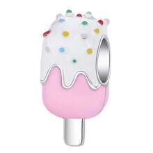 1件银色浪漫粉色珠子吊坠，心形、包包、香水、礼物、小熊、大象、花朵、连衣裙等图案，适合手链、项链DIY首饰制作，是送给女孩和女性的精美礼物。 - 粉色 - 查看 3