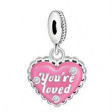 1件银色浪漫粉色珠子吊坠，心形、包包、香水、礼物、小熊、大象、花朵、连衣裙等图案，适合手链、项链DIY首饰制作，是送给女孩和女性的精美礼物。 - 粉色 - 查看 7