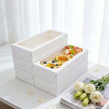 5个/10个/15个装方形面包盒，带透明窗口，也可用于装巧克力、草莓等甜点，例如甜甜圈、馅饼、饼干、松饼、蛋糕等，适合节日、生日、派对等场合。 - 彩色 - 查看 10