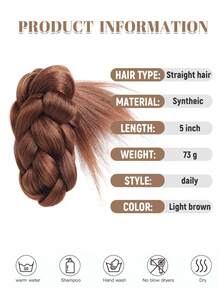 人造发髻、马尾辫、甜甜圈发髻发夹、编织发髻、黑色花朵发髻发夹、羽毛发夹、公主发型、暗黑系风格 - 彩色 - 查看 5