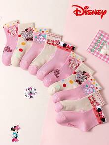 Disney 10/5 双装儿童袜子，艾莎公主冬季保暖中筒卡通袜，透气男女童校袜 - 彩色 - 查看 1