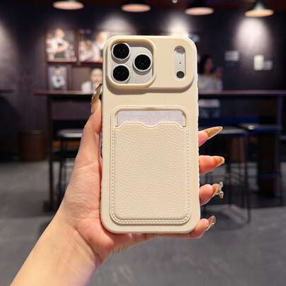 1个皮革纹理卡包手机壳，TPU材质，适合作为节日礼物，兼容苹果iPhone 11/12/13/14/15/16 Pro/Pro Max/14/15/16 Plus/17，男女通用