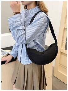 Fashionable Casual Crossbody Bag For Women, Versatile Shoulder Bag, Lightweight Nylon Women's Bag - 黑色 - 查看 4