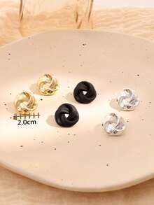 Bộ 6/3/1 đôi bông tai thời trang cổ điển màu vàng, bạc, đen với họa tiết hoa, hình học và hình thoi, phù hợp cho phụ nữ đeo hàng ngày và trong các dịp lễ hội. - Nhiều màu - Xem 8