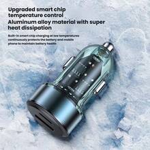 Bộ sạc ô tô hai cổng USB, hỗ trợ sạc nhanh QC3.0 và PD 30W, thiết kế pha lê trong suốt, sạc nhanh 5V cho điện thoại Android/Smartphone. - nhiều màu - Xem 5