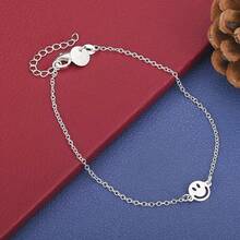 Vòng tay mạ bạc 925 hình mặt cười dễ thương, phụ kiện thời trang dự tiệc, quà tặng và trang sức dành cho nữ. - Bạc - Xem 2