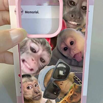 1 pieza Funda de teléfono TPU con diseño gracioso y feo, patrón gráfico de mono, textura mate, TPU grueso y resistente a los golpes, adecuado para iPhone 17 16 15 14 13 12 11 Pro Max/Plus/7/8/Air, regalo elegante y de cumpleaños