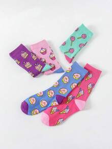 5双/套 女士四季沙漠图案船袜组合，秋季 - 彩色 - 查看 2