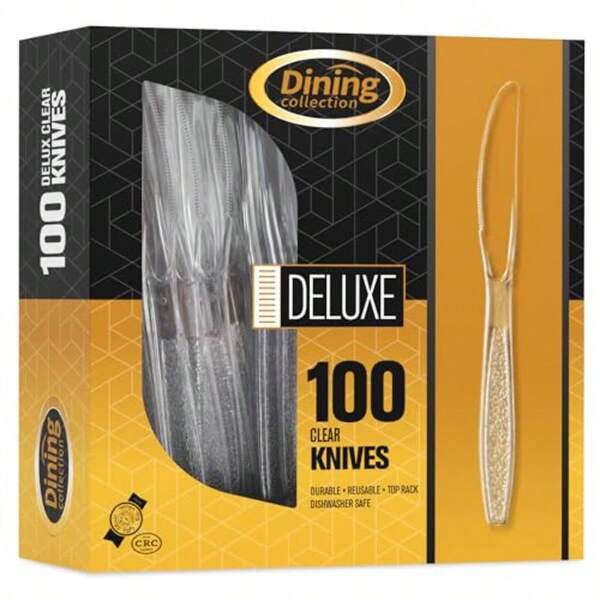 100 paquete de cuchillos de plástico transparente desechables y duraderos, excelentes para fiestas y eventos cotidianos