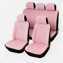 女士汽车配件粉色汽车座椅套，必备汽车内饰装饰，全覆盖透气汽车座椅垫，适合夏季使用 - 彩色 - 查看 7