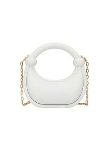New Fashionable Favorite! Round Crescent-Shaped Bag * Metal Chain, Unlocks Multi-Scenario Styling Aesthetics. Rounded Crescent-Shaped Handbag & Shoulder Bag, Paired With Sculptural Ball Handle. - Multicolor - View 13