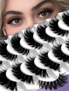 7 Cặp lông mi giả Manga dày 15-18mm, lông mi nhân tạo từ lông chồn, dày và quyến rũ, tạo hiệu ứng mắt mèo, cong và dày dặn, vẻ ngoài mềm mại và ấn tượng, lông mi giả Manga cá tính, lông mi nối dày dài, có thể tái sử dụng, dùng để trang điểm. - màu đen - Xem 8