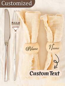 1个定制木质餐巾环，乡村风格餐巾架装饰，圆形餐巾环，适用于婚礼季、感恩节、节日、婚宴、优雅派对装饰，木质材质，非常适合生日、节日、特殊场合、婚礼季餐巾环、母亲节餐巾环 - 彩色 - 查看 6