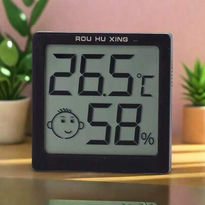 ترمومتر رقمي LCD هيجرومتر، مدمج وقابل للنقل، مغناطيسي، مع ظهر لاصق، عمر بطارية طويل، تغذية راحة حدسية، مناسب للاستخدام الداخلي والخارجي