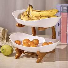 豪华双层水果碗，木质水果盘，客厅装饰，创意糖果/零食收纳架。新款豪华三层现代竹制水果/糖果/零食托盘，客厅茶几适用。 - 彩色 - 查看 17