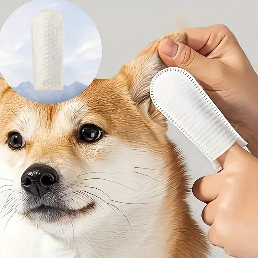 55/155/205片装宠物清洁指套，一次性犬猫牙齿护理及耳部清洁指套，无纺布口腔卫生及耳垢清除器