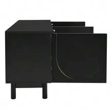 Modern White TV Unit – 175 X 38 X 56 Cm, Adjustable Shelves, Low And Lightweight TV Unit In A Luxurious Style. - Black - View 7