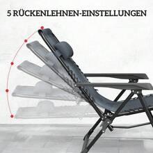 Set Of 2 Folding Lounge Chairs, Zero Gravity Position, With Headrests And Side Table Including 2 Cup Holders. - A - View 6