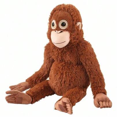 IKEA Đồ chơi nhồi bông hình đười ươi đáng yêu. Có hai kích cỡ: 36cm (khi đứng cao 66cm) và 22cm. Mềm mại, thân thiện với da và dễ ôm. Khóa dán  giúp dễ dàng điều chỉnh vị trí. Hoàn hảo cho quà Giáng sinh và sinh nhật. Một người bạn đồng hành an ủi và có tác dụng trị liệu.
