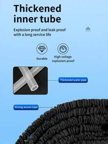 Bộ 1 vòi tưới vườn mềm dẻo màu đen, có thể kéo dài, kèm vòi phun điều chỉnh 7 trong 1, thích hợp tưới cây, tưới cỏ, tắm cho thú cưng, rửa xe, sử dụng được quanh năm. - A - Xem 4