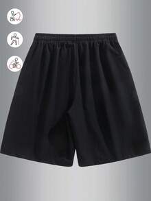 男士夏季休闲短裤，适合运动和户外活动，采用抽绳、口袋和侧开衩设计，非常适合徒步旅行、骑行、篮球等运动，也是送给男朋友的理想礼物。 - 黑色 - 查看 2