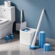 One Click Release Disposable Toilet Bowl Brush Set Hygienic Fast Replace Bathroom Cleaning Kit - trắng - Xem 1