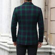Bộ vest nam mới về, họa tiết kẻ caro thời trang, áo khoác blazer lịch lãm dành cho quý ông. - Màu xanh lá cây đậm - Xem 3