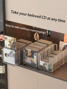2pcs/Set Stackable Clear Plastic CD Organizer, CD Display Rack, CD Storage Box, Ideal For Media Shelf Storage And Organization, Great For Home Office Music Enthusiasts - Multicolor - View 3