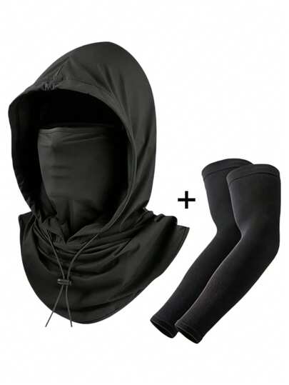 Bộ 2 chiếc/1 chiếc: Tay áo chống nắng có mũ trùm đầu, khẩu trang mùa hè chắn gió, khăn che cổ thoáng khí chống nắng.