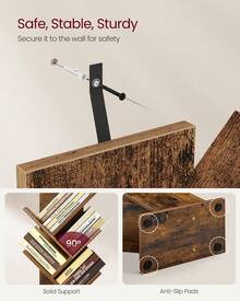 VASAGLE Tree Bookshelf, Modern Bookcase, Floor Standing Book Shelf, For Bedroom, Living Room, Home Office - Camel - View 7