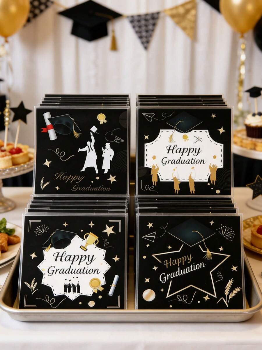 100个黑色毕业礼品袋，2026毕业派对糖果袋，毕业庆祝小礼品袋，祝贺毕业，2026毕业装饰，毕业饼干烘焙袋，毕业糖果袋，毕业庆祝桌面装饰，毕业糖果袋，毕业DIY包装用品，毕业派对礼品袋填充物，毕业礼物，派对小礼品