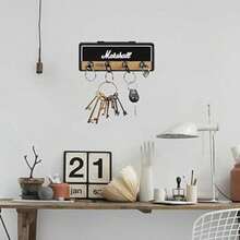 Wall Mounted Guitar Key Hanger, Guitar Keychain Box, Including 4 Guitar Plug Keychains And 1 Wall Mounted Kit, Suitable For Guitar Enthusiasts' Home Keyhooks - Đế móc khóa màu đen + bốn phích cắm - Xem 10