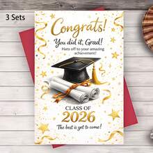 1/3 Sets - A Card And An Envelope To Celebrate Graduation, Featuring A Design With A Cap And Diploma For The Class Of 2026, Suitable As A Gift From Family, Friends, Or Teachers For The Ceremony Or Party - A - View 9
