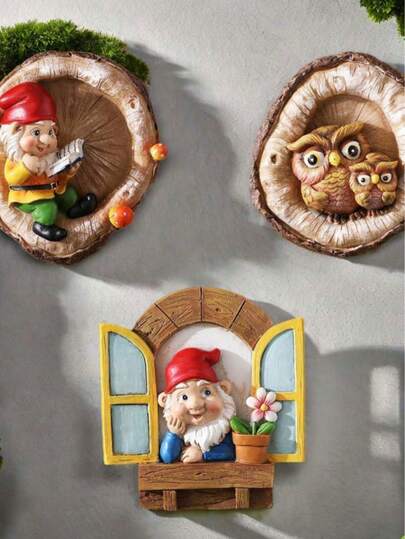 Resin Gnome Sculpture, Garden Gnome Hanging Decor, Tree Hugger Sculpture For Yard Decoration