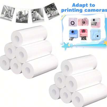 Giấy nhiệt, giấy in nhiệt bóng cho máy in mini cầm tay, khổ 57mm, đường kính 25mm, nhãn nhiệt cho hầu hết các máy in bỏ túi, chữ đen, thích hợp để ghi chú, lập danh sách, chụp ảnh.