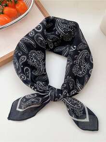 1pc Bandana Scarf For Women, Cashew Leopard Print, Linen Fabric, Head Wrap, Neck Scarf, Suitable For Daily Use,Beach,Holiday - Multicolor - View 4
